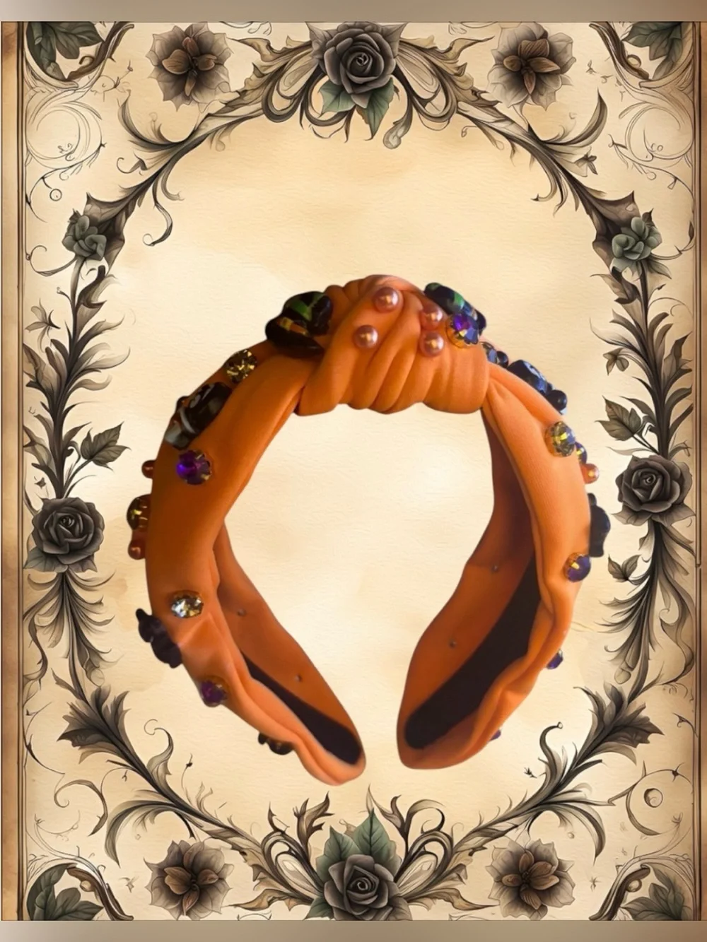 Ivyu Orange Embellished Halloween Headband